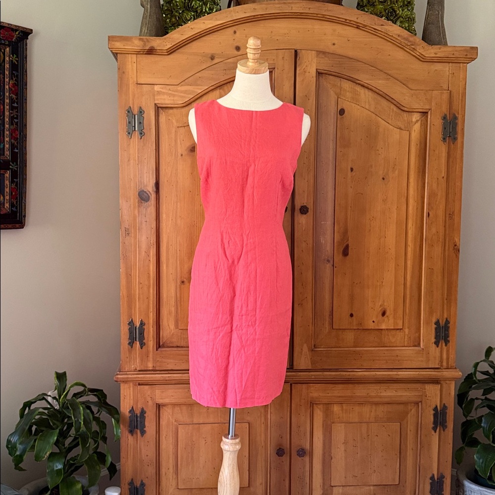Salmon pink linen dress
